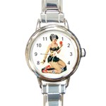 applepinupdecal Round Italian Charm Watch