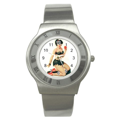 applepinupdecal Stainless Steel Watch from ArtsNow.com Front