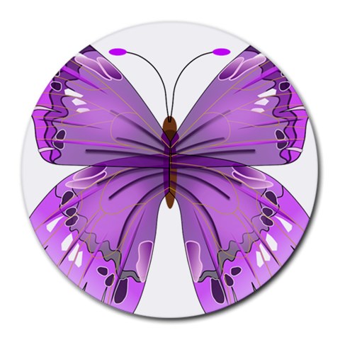 Purple Awareness Butterfly 8  Mouse Pad (Round) from ArtsNow.com Front