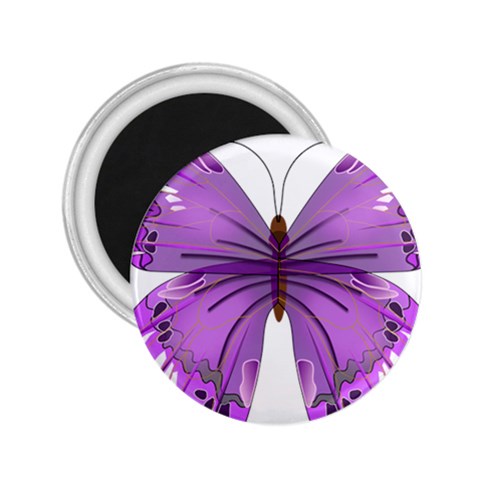 Purple Awareness Butterfly 2.25  Button Magnet from ArtsNow.com Front