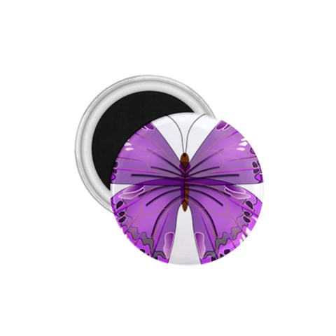 Purple Awareness Butterfly 1.75  Button Magnet from ArtsNow.com Front