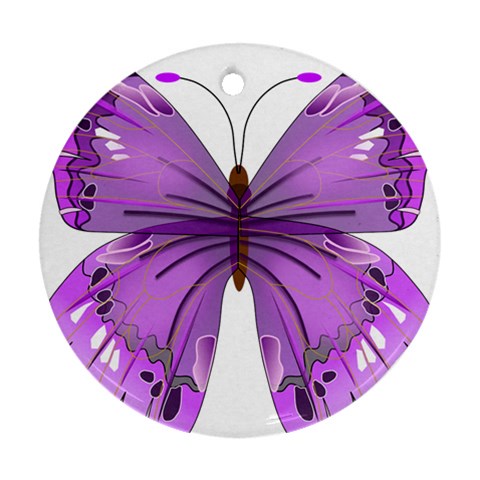 Purple Awareness Butterfly Round Ornament from ArtsNow.com Front