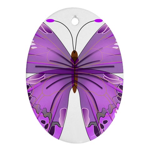 Purple Awareness Butterfly Oval Ornament from ArtsNow.com Front