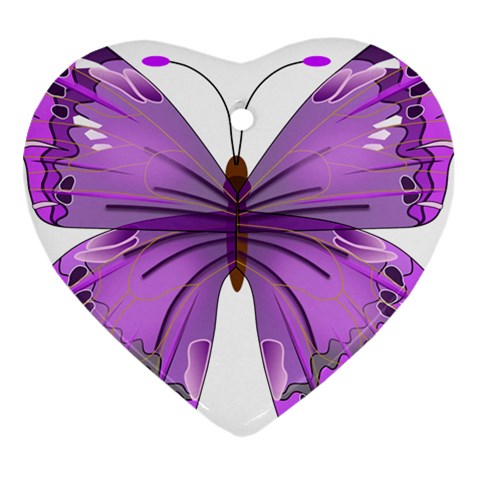 Purple Awareness Butterfly Heart Ornament from ArtsNow.com Front