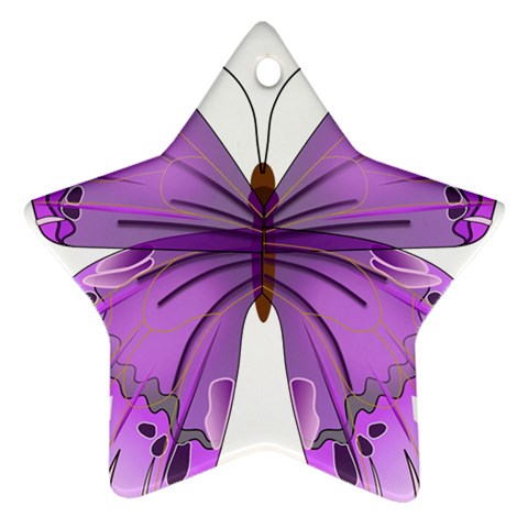 Purple Awareness Butterfly Star Ornament from ArtsNow.com Front