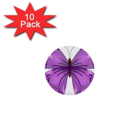 Purple Awareness Butterfly 1  Mini Button (10 pack) from ArtsNow.com Front