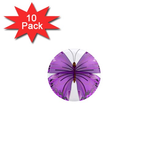 Purple Awareness Butterfly 1  Mini Button Magnet (10 pack) from ArtsNow.com Front