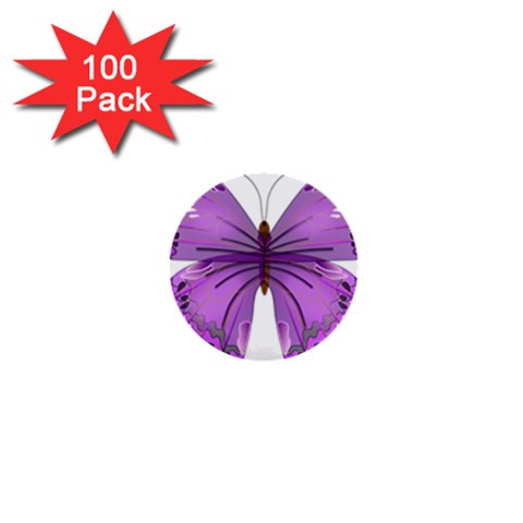 Purple Awareness Butterfly 1  Mini Button (100 pack) from ArtsNow.com Front