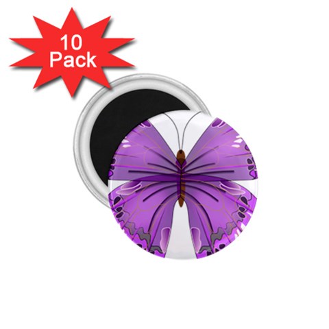 Purple Awareness Butterfly 1.75  Button Magnet (10 pack) from ArtsNow.com Front