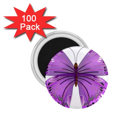 Purple Awareness Butterfly 1.75  Button Magnet (100 pack) from ArtsNow.com Front