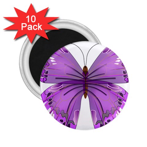 Purple Awareness Butterfly 2.25  Button Magnet (10 pack) from ArtsNow.com Front