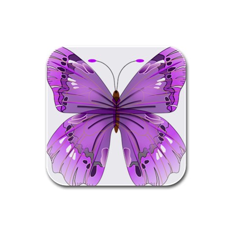 Purple Awareness Butterfly Drink Coasters 4 Pack (Square) from ArtsNow.com Front