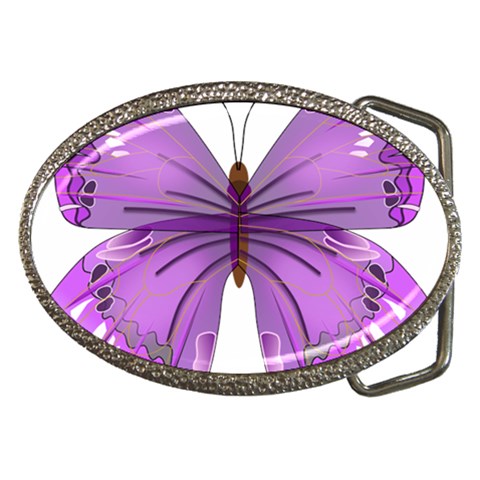 Purple Awareness Butterfly Belt Buckle (Oval) from ArtsNow.com Front