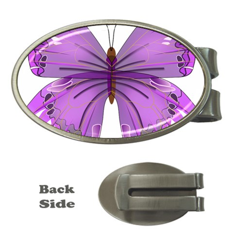 Purple Awareness Butterfly Money Clip (Oval) from ArtsNow.com Front