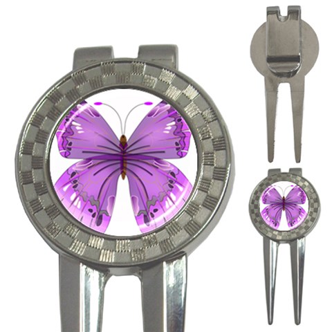 Purple Awareness Butterfly Golf Pitchfork & Ball Marker from ArtsNow.com Front