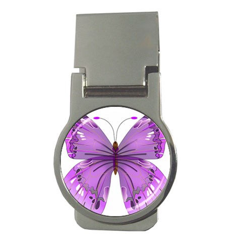 Purple Awareness Butterfly Money Clip (Round) from ArtsNow.com Front