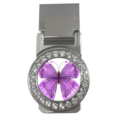 Purple Awareness Butterfly Money Clip (CZ) from ArtsNow.com Front