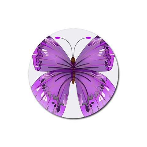 Purple Awareness Butterfly Drink Coaster (Round) from ArtsNow.com Front