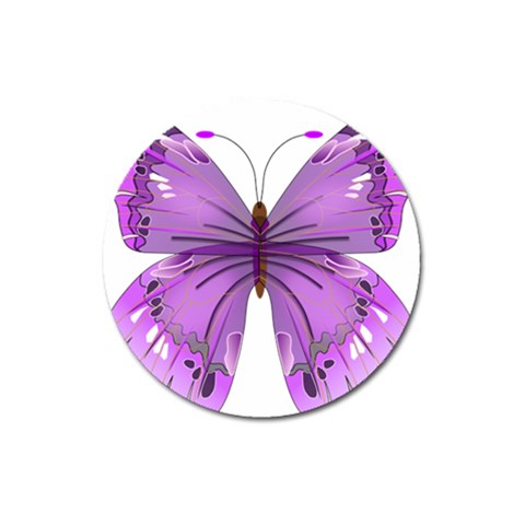 Purple Awareness Butterfly Magnet 3  (Round) from ArtsNow.com Front