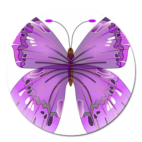 Purple Awareness Butterfly Magnet 5  (Round) from ArtsNow.com Front