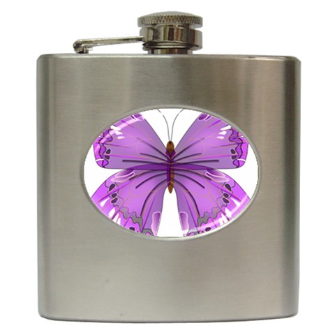 Purple Awareness Butterfly Hip Flask from ArtsNow.com Front