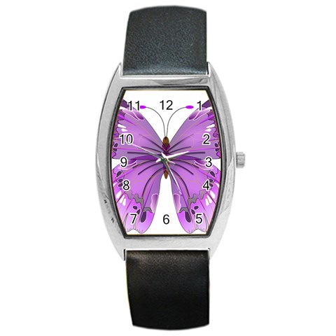 Purple Awareness Butterfly Tonneau Leather Watch from ArtsNow.com Front