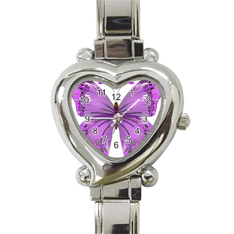 Purple Awareness Butterfly Heart Italian Charm Watch  from ArtsNow.com Front