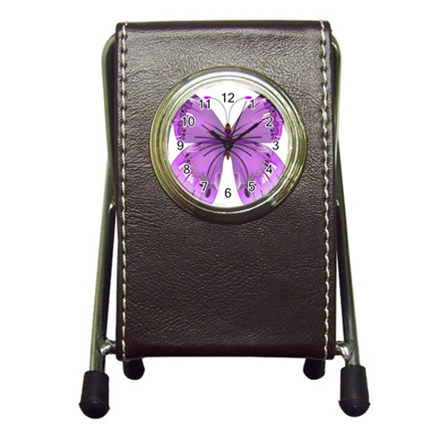 Purple Awareness Butterfly Stationery Holder Clock from ArtsNow.com Front