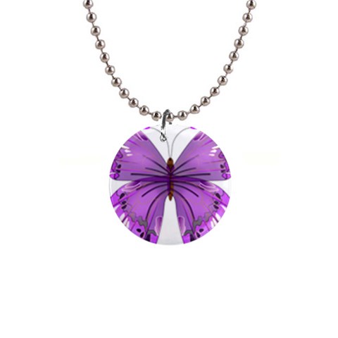 Purple Awareness Butterfly Button Necklace from ArtsNow.com Front