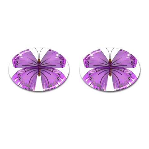 Purple Awareness Butterfly Cufflinks (Oval) from ArtsNow.com Front(Pair)