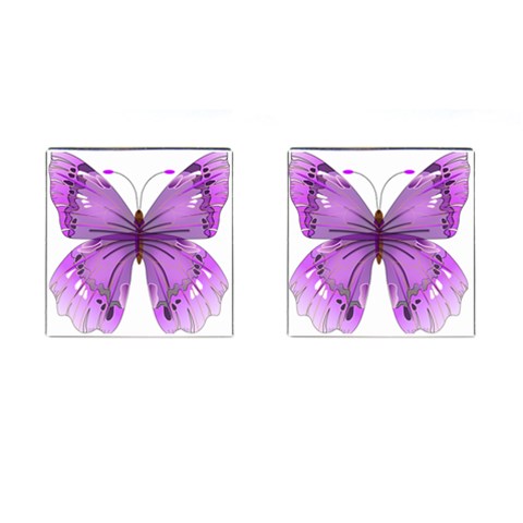 Purple Awareness Butterfly Cufflinks (Square) from ArtsNow.com Front(Pair)