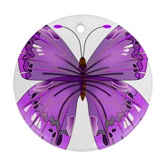 Purple Awareness Butterfly Round Ornament (Two Sides) from ArtsNow.com Front