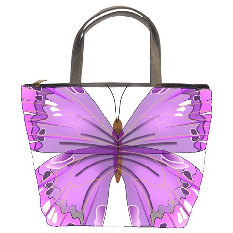 Purple Awareness Butterfly Bucket Handbag from ArtsNow.com Front