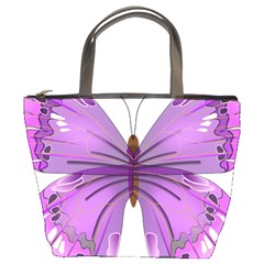 Purple Awareness Butterfly Bucket Handbag from ArtsNow.com Front