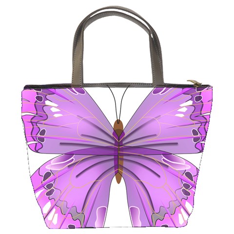 Purple Awareness Butterfly Bucket Handbag from ArtsNow.com Back