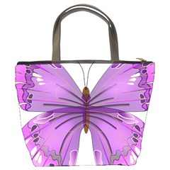 Purple Awareness Butterfly Bucket Handbag from ArtsNow.com Back