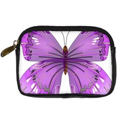 Purple Awareness Butterfly Digital Camera Leather Case from ArtsNow.com Front