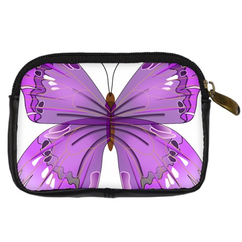 Purple Awareness Butterfly Digital Camera Leather Case from ArtsNow.com Back