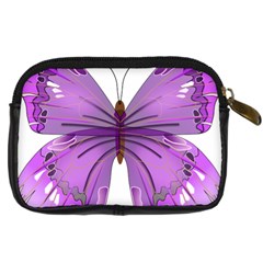 Purple Awareness Butterfly Digital Camera Leather Case from ArtsNow.com Back