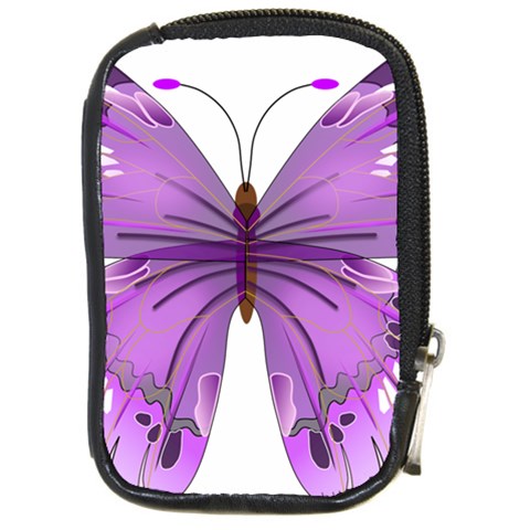 Purple Awareness Butterfly Compact Camera Leather Case from ArtsNow.com Front