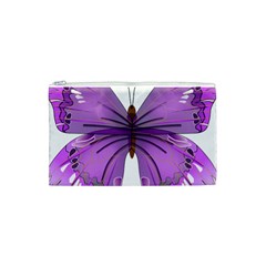 Purple Awareness Butterfly Cosmetic Bag (Small) from ArtsNow.com Front