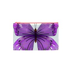 Purple Awareness Butterfly Cosmetic Bag (Small) from ArtsNow.com Front