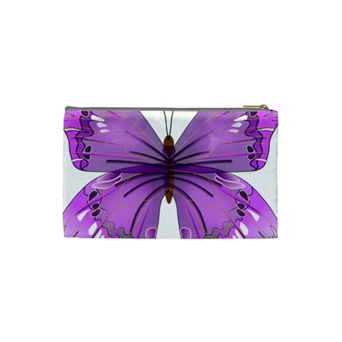 Purple Awareness Butterfly Cosmetic Bag (Small) from ArtsNow.com Back