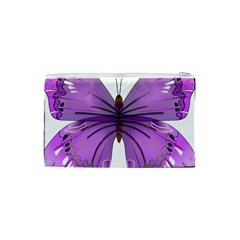 Purple Awareness Butterfly Cosmetic Bag (Small) from ArtsNow.com Back