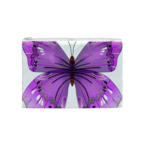 Purple Awareness Butterfly Cosmetic Bag (Medium) from ArtsNow.com Front