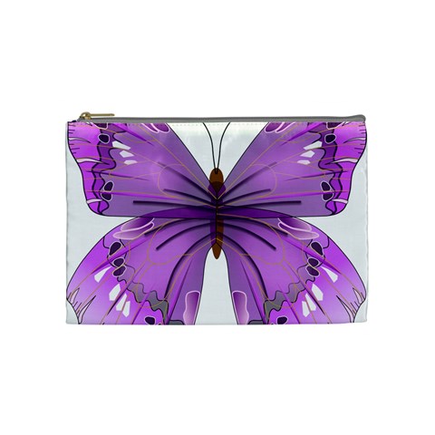 Purple Awareness Butterfly Cosmetic Bag (Medium) from ArtsNow.com Front