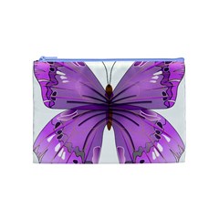 Purple Awareness Butterfly Cosmetic Bag (Medium) from ArtsNow.com Front