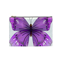 Purple Awareness Butterfly Cosmetic Bag (Medium) from ArtsNow.com Front