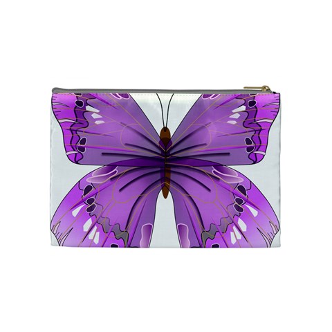 Purple Awareness Butterfly Cosmetic Bag (Medium) from ArtsNow.com Back