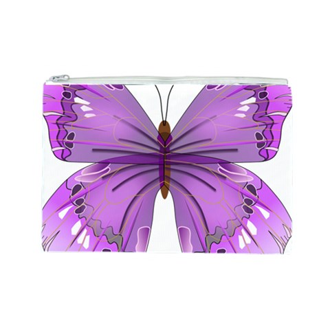 Purple Awareness Butterfly Cosmetic Bag (Large) from ArtsNow.com Front